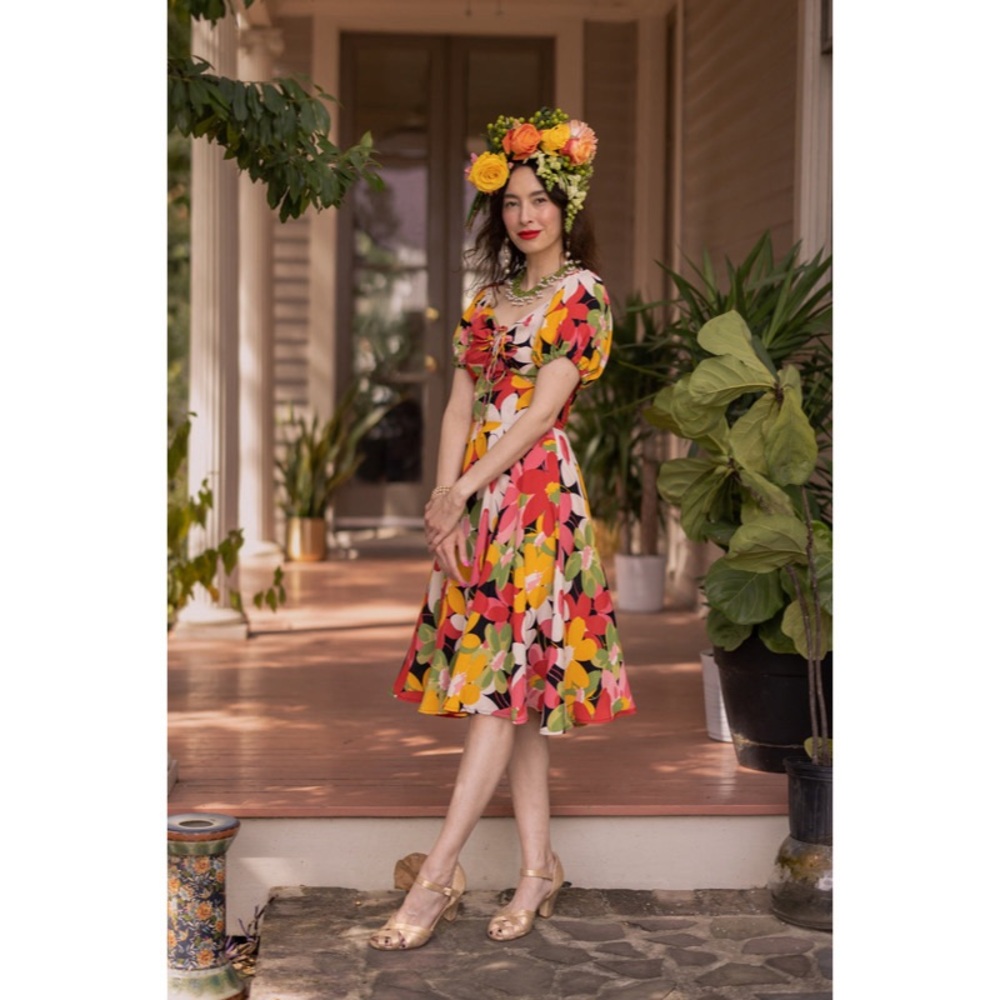Puff Sleeve L’amour Dress - Flower Power - Picture 6 of 12